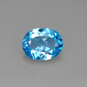 2.76캐럿 천연 스위스 블루 토파즈, 타원형 컷, 10×8 mm, VS