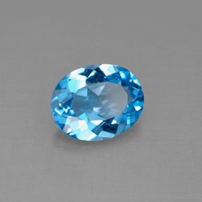 2.76캐럿 천연 스위스 블루 토파즈, 타원형 컷, 10×8 mm, VS