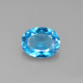 2.71캐럿 천연 스위스 블루 토파즈, 타원형 컷, 10.1×8.1 mm, VVS-VS