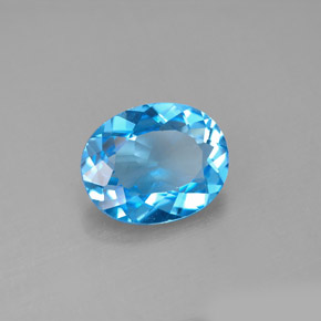2.71캐럿 천연 스위스 블루 토파즈, 타원형 컷, 10.1×8.1 mm, VVS-VS