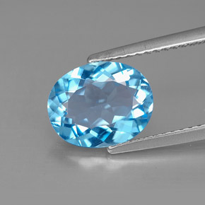 2.83캐럿 천연 스위스 블루 토파즈, 타원형 컷, 10×8 mm, VS