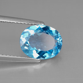 2.83캐럿 천연 스위스 블루 토파즈, 타원형 컷, 10×8 mm, VS