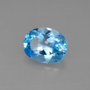 2.90캐럿 천연 스위스 블루 토파즈, 타원형 컷, 10×8 mm, VS