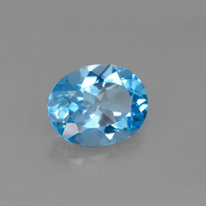 2.90캐럿 천연 스위스 블루 토파즈, 타원형 컷, 10×8 mm, VS