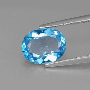 2.66캐럿 천연 스위스 블루 토파즈, 타원형 컷, 10×8.2 mm, VS