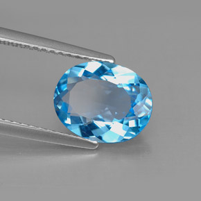 2.66캐럿 천연 스위스 블루 토파즈, 타원형 컷, 10×8.2 mm, VS