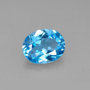 2.74캐럿 천연 스위스 블루 토파즈, 타원형 컷, 9.9×7.9 mm, VS