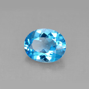 2.74캐럿 천연 스위스 블루 토파즈, 타원형 컷, 9.9×7.9 mm, VS