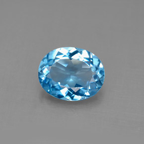2.81캐럿 천연 스위스 블루 토파즈, 타원형 컷, 10×8 mm, VS
