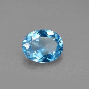 2.81캐럿 천연 스위스 블루 토파즈, 타원형 컷, 10×8 mm, VS