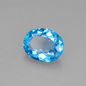 3.02캐럿 천연 스위스 블루 토파즈, 타원형 컷, 10×8.1 mm, VVS-VS