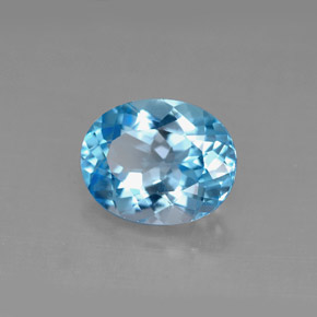 3.04캐럿 천연 스위스 블루 토파즈, 타원형 컷, 10×8 mm, VS