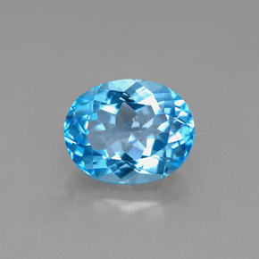 3.54캐럿 천연 스위스 블루 토파즈, 타원형 컷, 10.1×8.1 mm, VS
