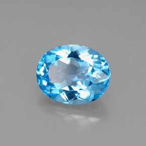 3.54캐럿 천연 스위스 블루 토파즈, 타원형 컷, 10.1×8.1 mm, VS