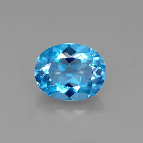 3.22캐럿 천연 스위스 블루 토파즈, 타원형 컷, 9.9×8 mm, VS