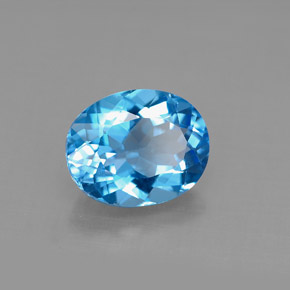 3.22캐럿 천연 스위스 블루 토파즈, 타원형 컷, 9.9×8 mm, VS