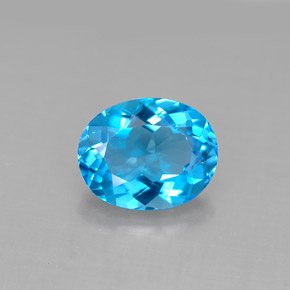 3.20캐럿 천연 스위스 블루 토파즈, 타원형 컷, 10×8.1 mm, VS