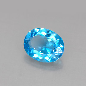 3.20캐럿 천연 스위스 블루 토파즈, 타원형 컷, 10×8.1 mm, VS