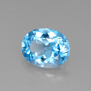 3.23캐럿 천연 스위스 블루 토파즈, 타원형 컷, 10×8 mm, VVS-VS