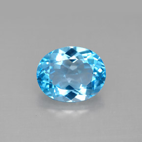 3.36캐럿 천연 스위스 블루 토파즈, 타원형 컷, 10.1×8 mm, VVS-VS