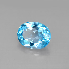 3.36캐럿 천연 스위스 블루 토파즈, 타원형 컷, 10.1×8 mm, VVS-VS
