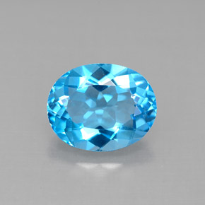 3.31캐럿 천연 스위스 블루 토파즈, 타원형 컷, 10×8.1 mm, VVS-VS
