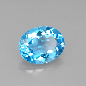 3.31캐럿 천연 스위스 블루 토파즈, 타원형 컷, 10×8.1 mm, VVS-VS