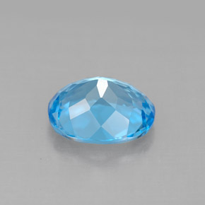 3.31캐럿 천연 스위스 블루 토파즈, 타원형 컷, 10×8.1 mm, VVS-VS