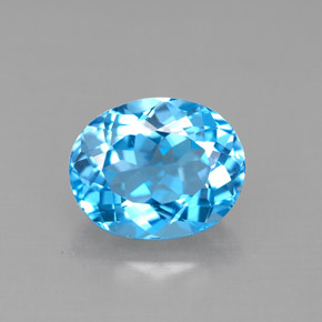 3.59캐럿 천연 스위스 블루 토파즈, 타원형 컷, 10×8.1 mm, VVS-VS
