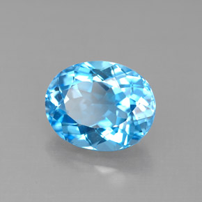 3.59캐럿 천연 스위스 블루 토파즈, 타원형 컷, 10×8.1 mm, VVS-VS