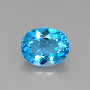 3.43캐럿 천연 스위스 블루 토파즈, 타원형 컷, 10.1×8 mm, VVS-VS