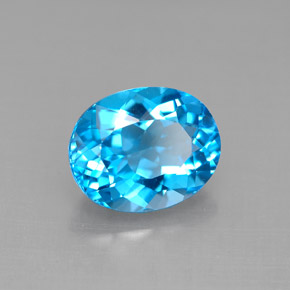 3.43캐럿 천연 스위스 블루 토파즈, 타원형 컷, 10.1×8 mm, VVS-VS