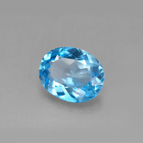 2.90캐럿 천연 스위스 블루 토파즈, 타원형 컷, 10×8.1 mm, VS