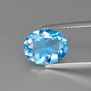 2.93캐럿 천연 스위스 블루 토파즈, 타원형 컷, 10×8 mm, VS