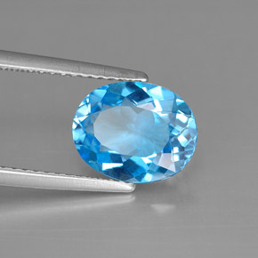2.93캐럿 천연 스위스 블루 토파즈, 타원형 컷, 10×8 mm, VS