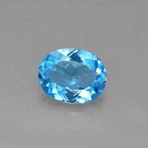 3.01캐럿 천연 스위스 블루 토파즈, 타원형 컷, 10×8.1 mm, VS