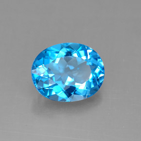 3.30캐럿 천연 스위스 블루 토파즈, 타원형 컷, 10.1×8 mm, VS