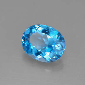 3.30캐럿 천연 스위스 블루 토파즈, 타원형 컷, 10.1×8 mm, VS