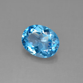 3.14캐럿 천연 스위스 블루 토파즈, 타원형 컷, 10×8.1 mm, VS