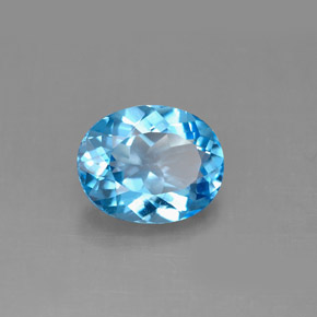 3.14캐럿 천연 스위스 블루 토파즈, 타원형 컷, 10×8.1 mm, VS