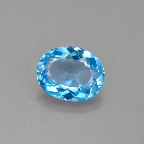 3.11캐럿 천연 스위스 블루 토파즈, 타원형 컷, 10×8 mm, VS