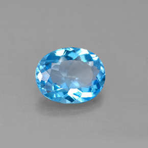 3.11캐럿 천연 스위스 블루 토파즈, 타원형 컷, 10×8 mm, VS