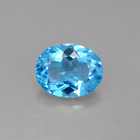 3.28캐럿 천연 스위스 블루 토파즈, 타원형 컷, 10×8 mm, VS