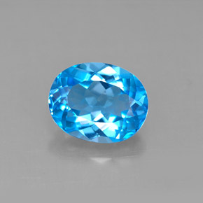 3.35캐럿 천연 스위스 블루 토파즈, 타원형 컷, 10×8.1 mm, VVS-VS