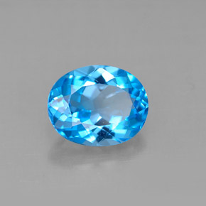 3.35캐럿 천연 스위스 블루 토파즈, 타원형 컷, 10×8.1 mm, VVS-VS