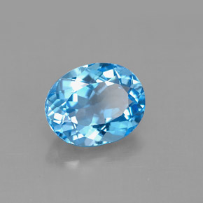 3.40캐럿 천연 스위스 블루 토파즈, 타원형 컷, 10.1×8 mm, VS