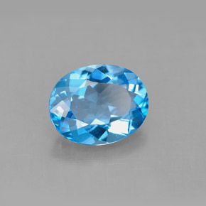 3.03캐럿 천연 스위스 블루 토파즈, 타원형 컷, 10×8 mm, VS