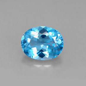 3.29캐럿 천연 스위스 블루 토파즈, 타원형 컷, 10.1×8 mm, VS