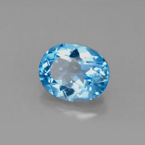 3.66캐럿 천연 스위스 블루 토파즈, 타원형 컷, 10×8 mm, VS