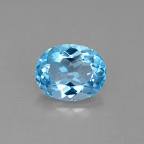 3.29캐럿 천연 스위스 블루 토파즈, 타원형 컷, 10×8.1 mm, VS